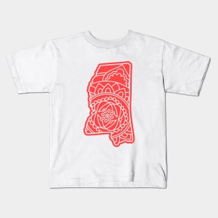 Mississippi state mandala map stroke Kids T-Shirt